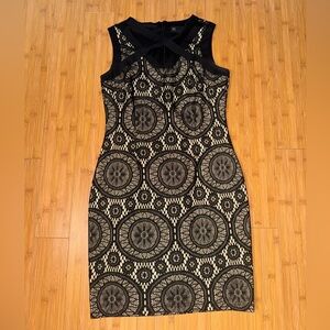 Enfocus Studio Black and Cream Sheath Midi Dress